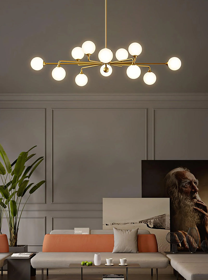 Elegant Multi-Arm Chandelier with Opal Shades
