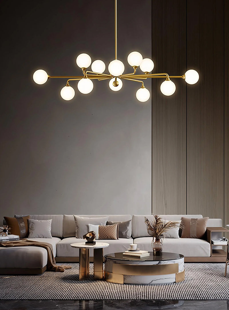Elegant Multi-Arm Chandelier with Opal Shades