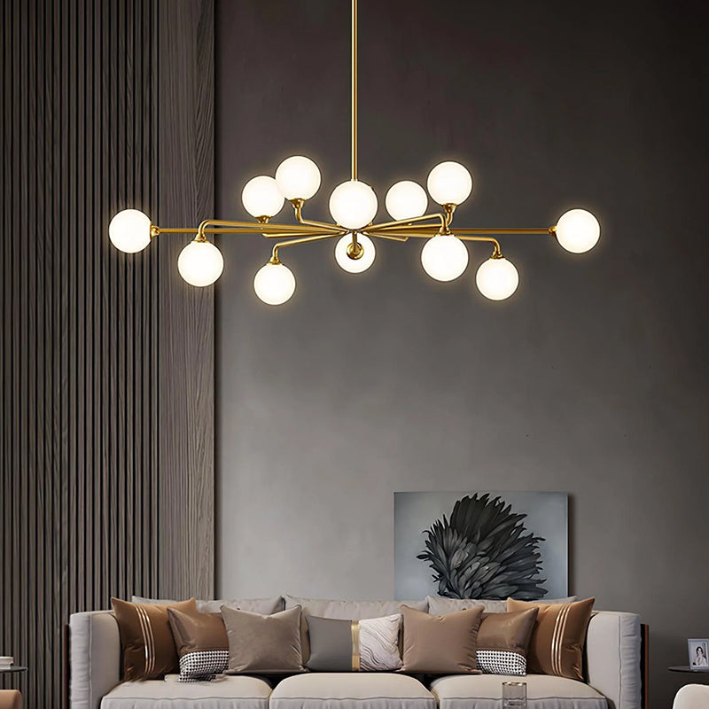Elegant Multi-Arm Chandelier with Opal Shades