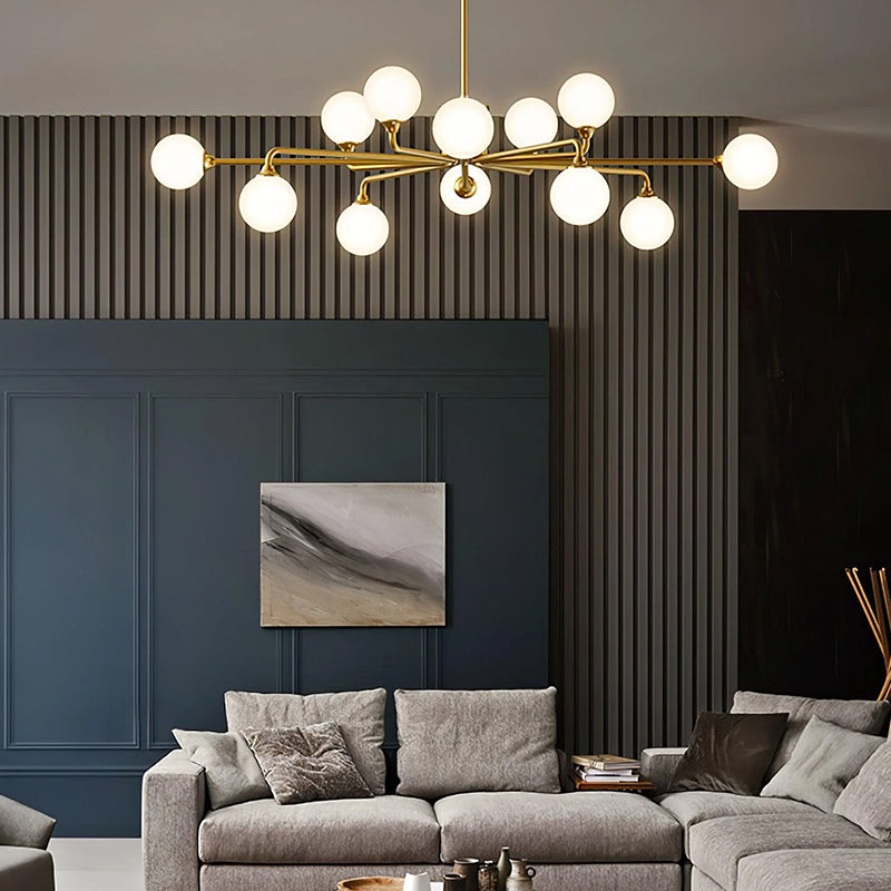 Elegant Multi-Arm Chandelier with Opal Shades