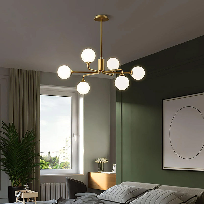 Elegant Multi-Arm Chandelier with Opal Shades