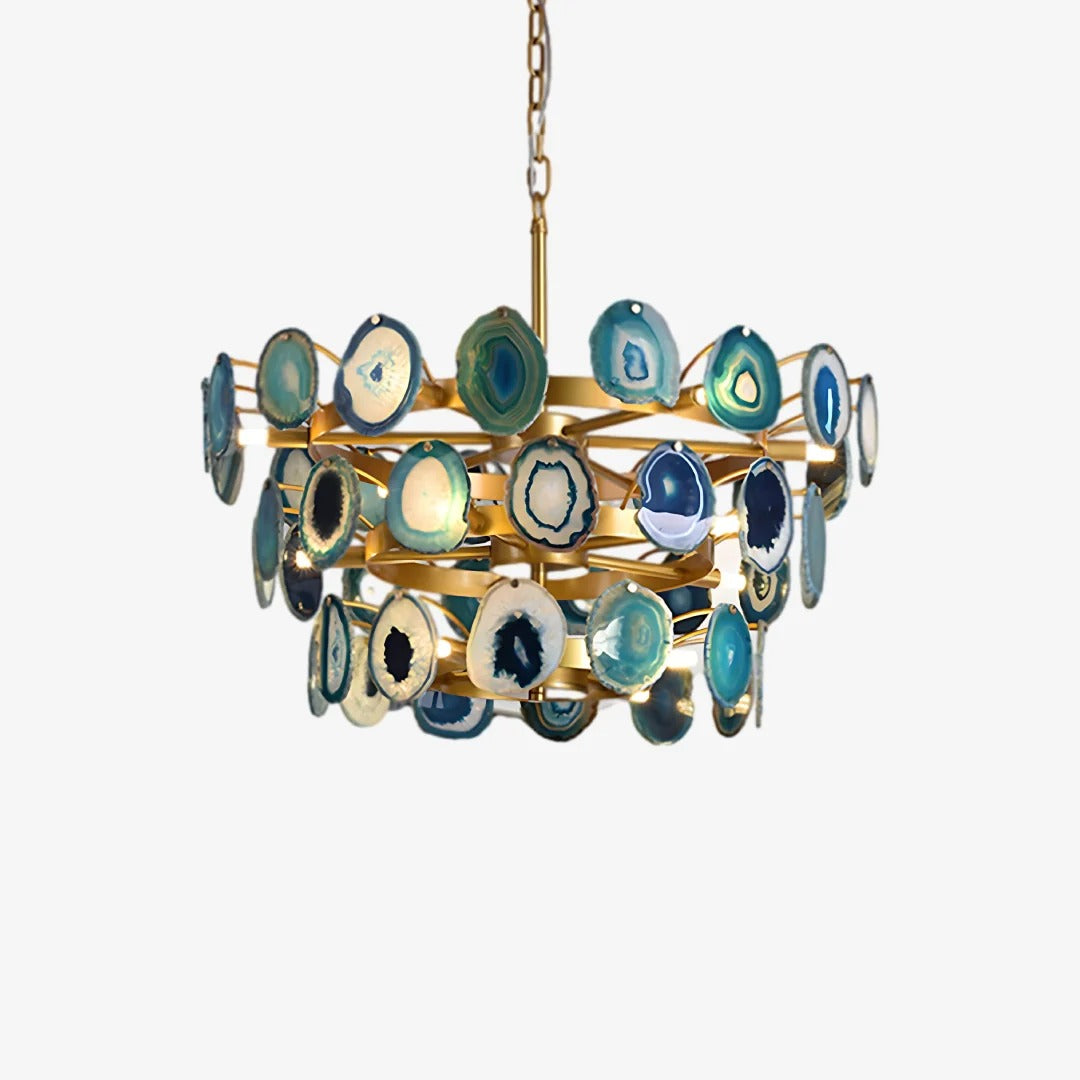 Boho Multi-tier Agate Chandelier, Eclectic Flair