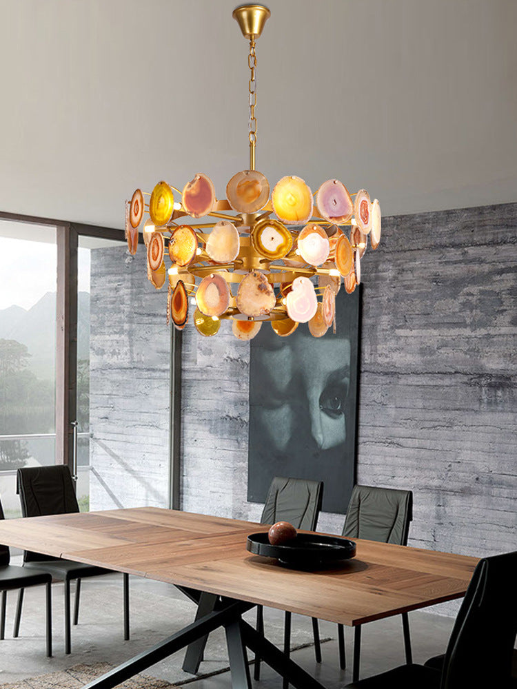 Boho Multi-tier Agate Chandelier, Eclectic Flair