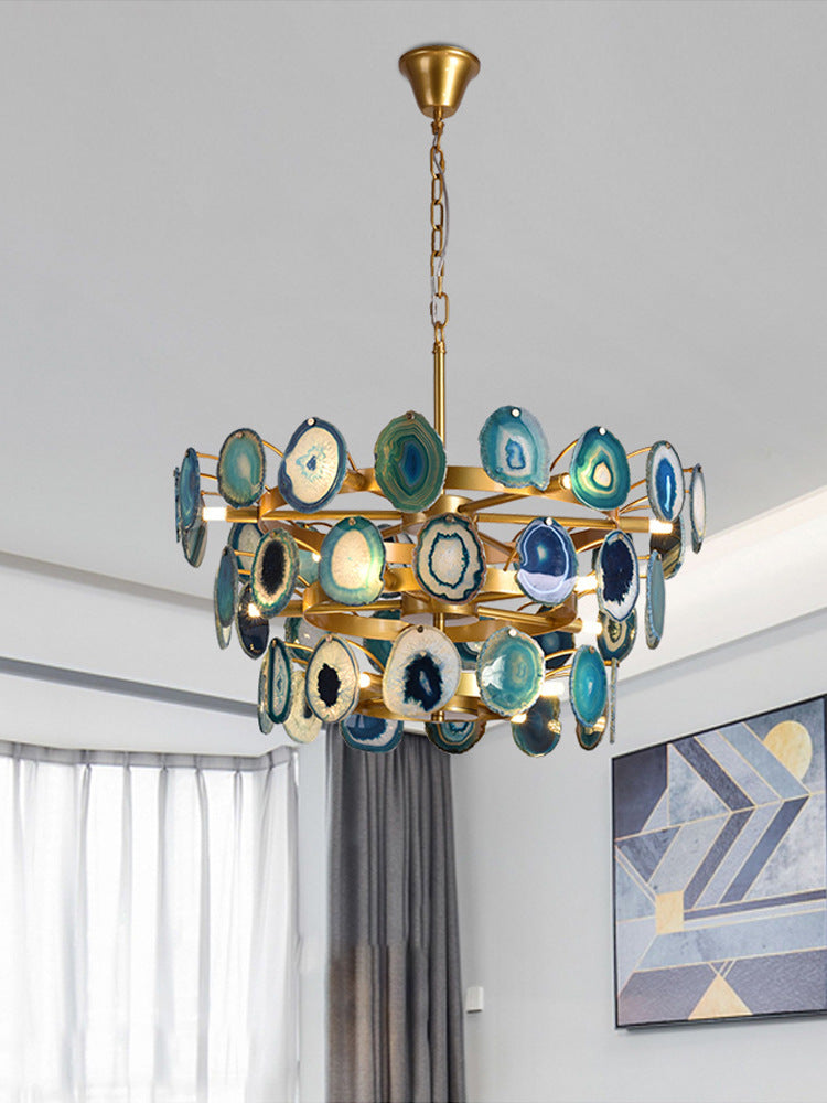 Boho Multi-tier Agate Chandelier, Eclectic Flair