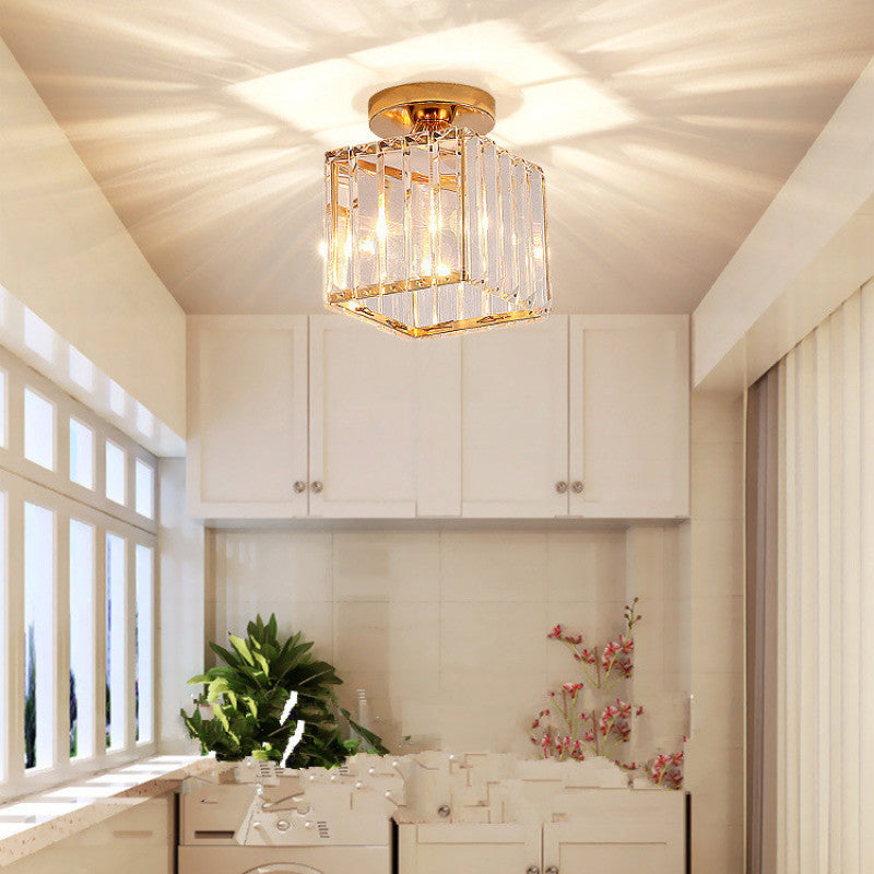 Art Deco Vertical Striped Semi-Flush Mount Light