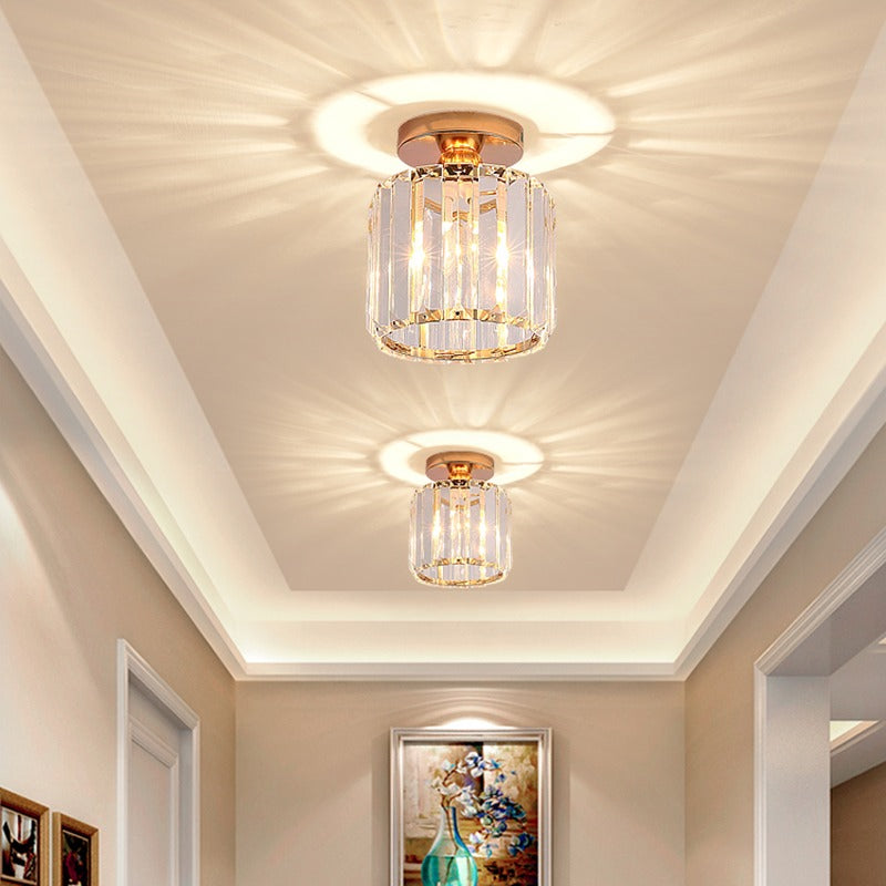 Art Deco Vertical Striped Semi-Flush Mount Light