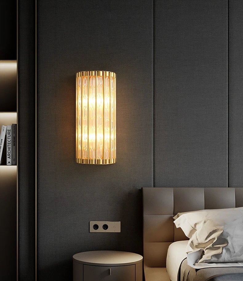 Art Deco Cylindrical Vertical-Rod Wall Sconce