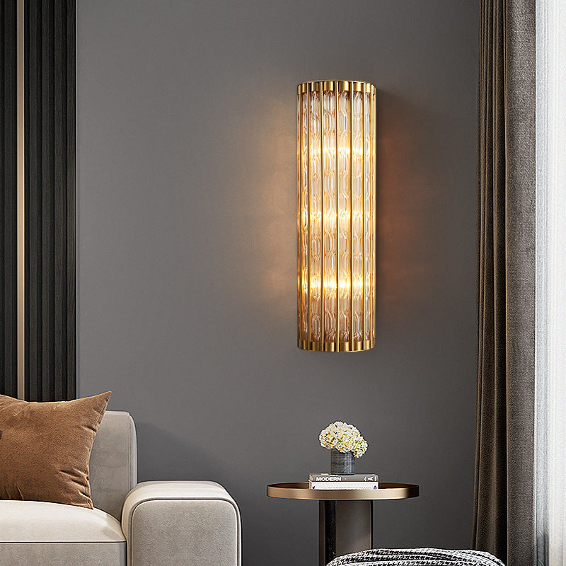 Art Deco Cylindrical Vertical-Rod Wall Sconce