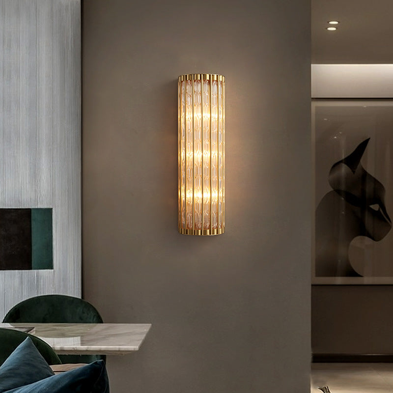 Art Deco Cylindrical Vertical-Rod Wall Sconce