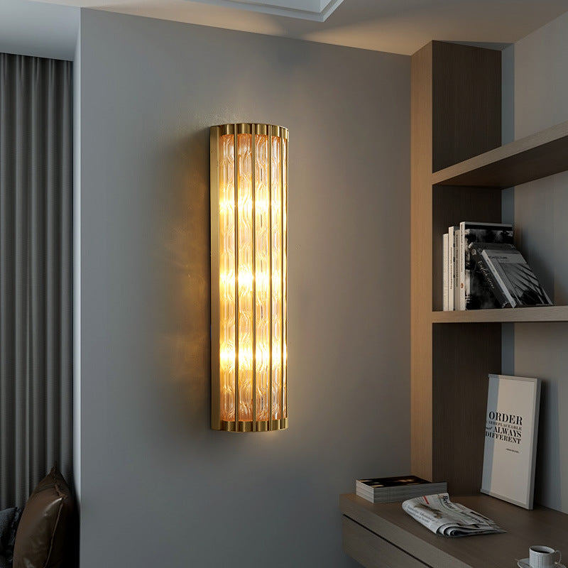 Art Deco Cylindrical Vertical-Rod Wall Sconce