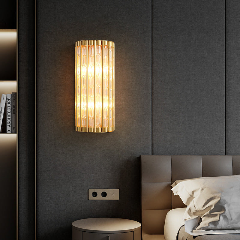 Art Deco Cylindrical Vertical-Rod Wall Sconce