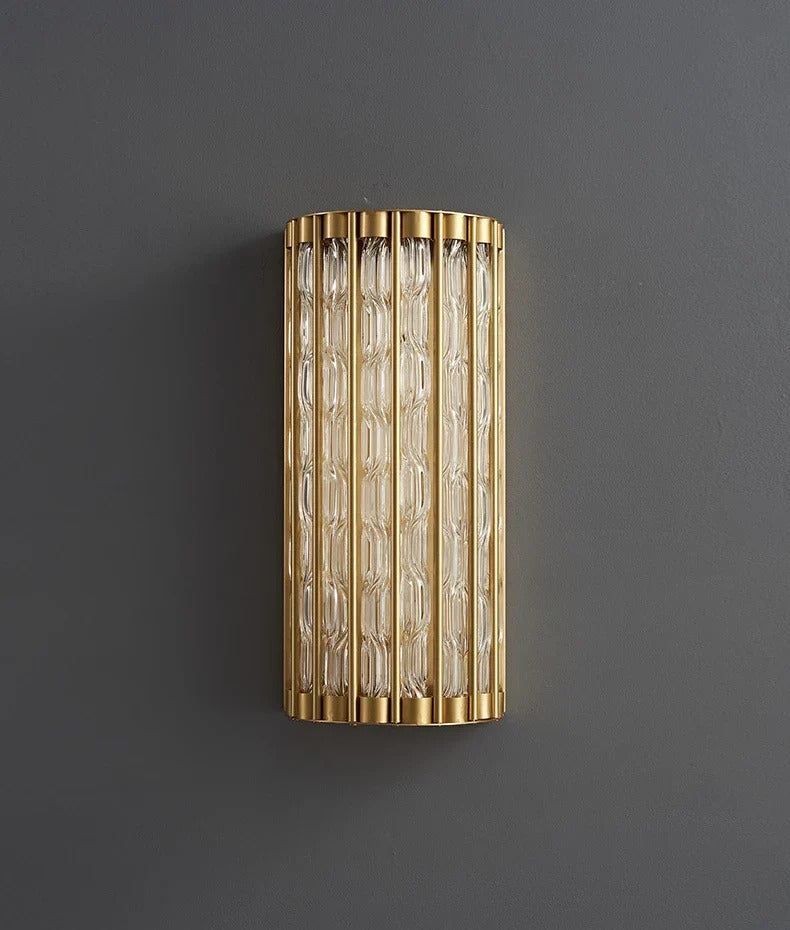 Art Deco Cylindrical Vertical-Rod Wall Sconce