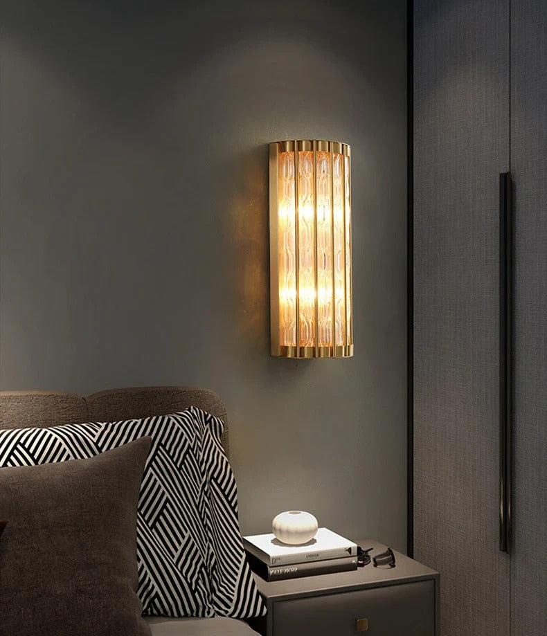 Art Deco Cylindrical Vertical-Rod Wall Sconce