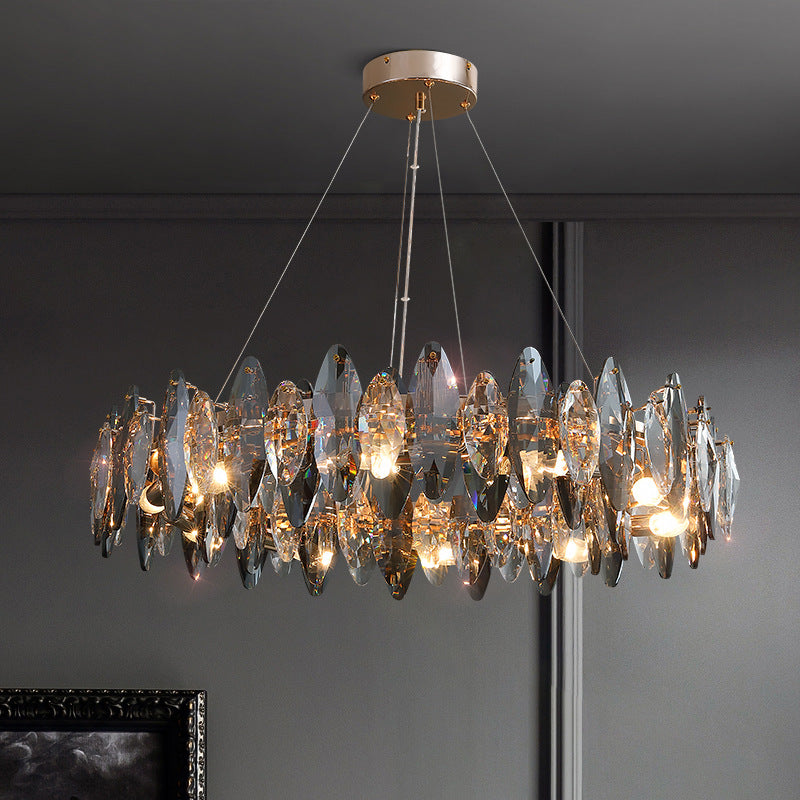 Elegant Chandelier with Smoke Grey Crystals