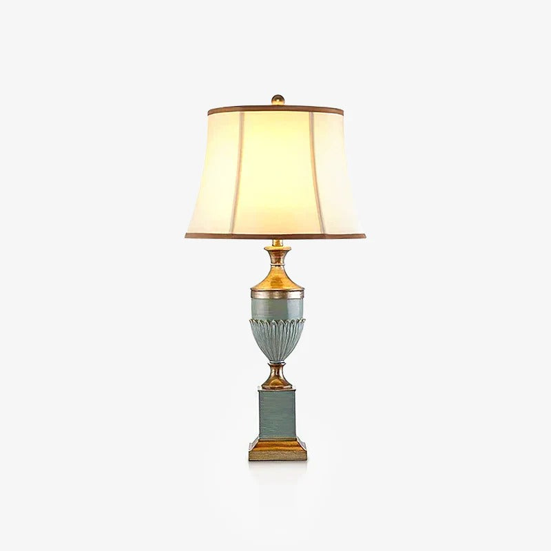 Traditional Ribbed Table Lamp with Conical Shade