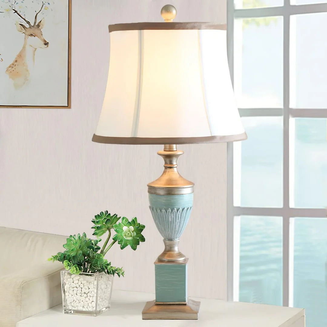 Traditional Ribbed Table Lamp with Conical Shade