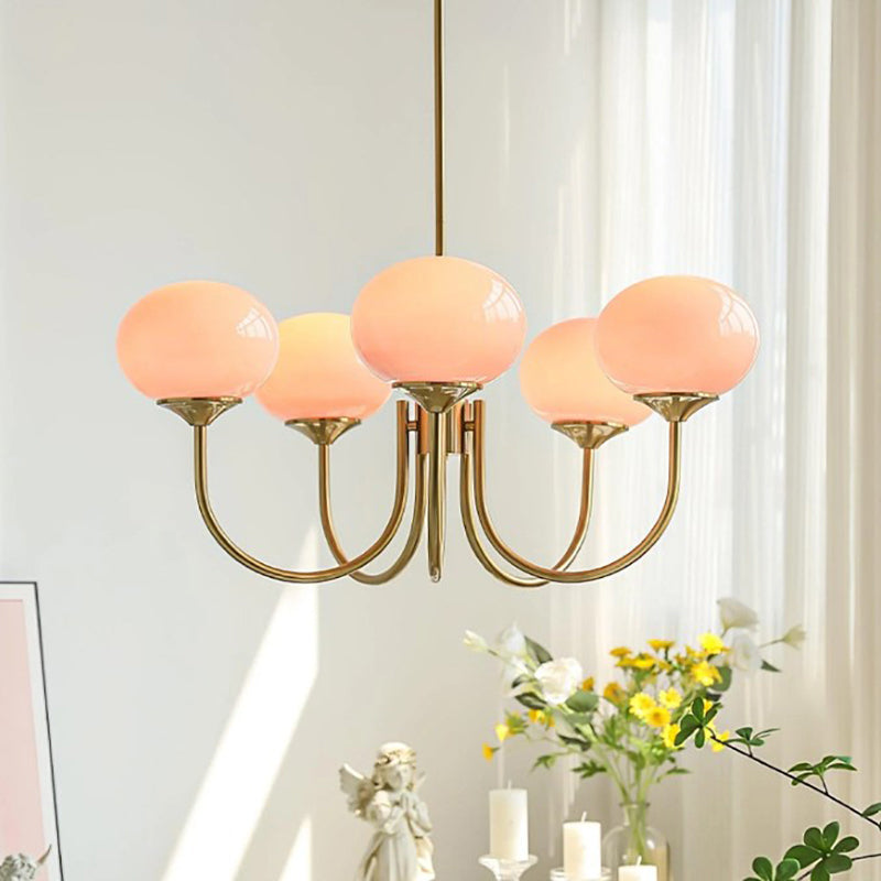 Art Deco Chandelier with Spherical Lampshades