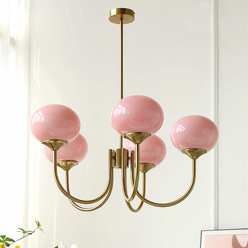 Art Deco Chandelier with Spherical Lampshades