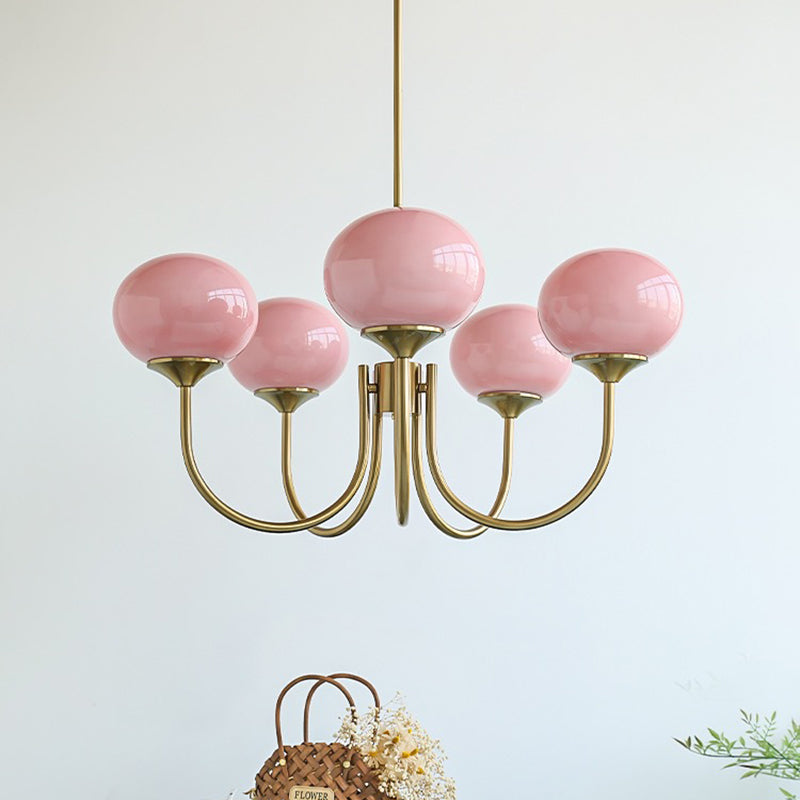 Art Deco Chandelier with Spherical Lampshades