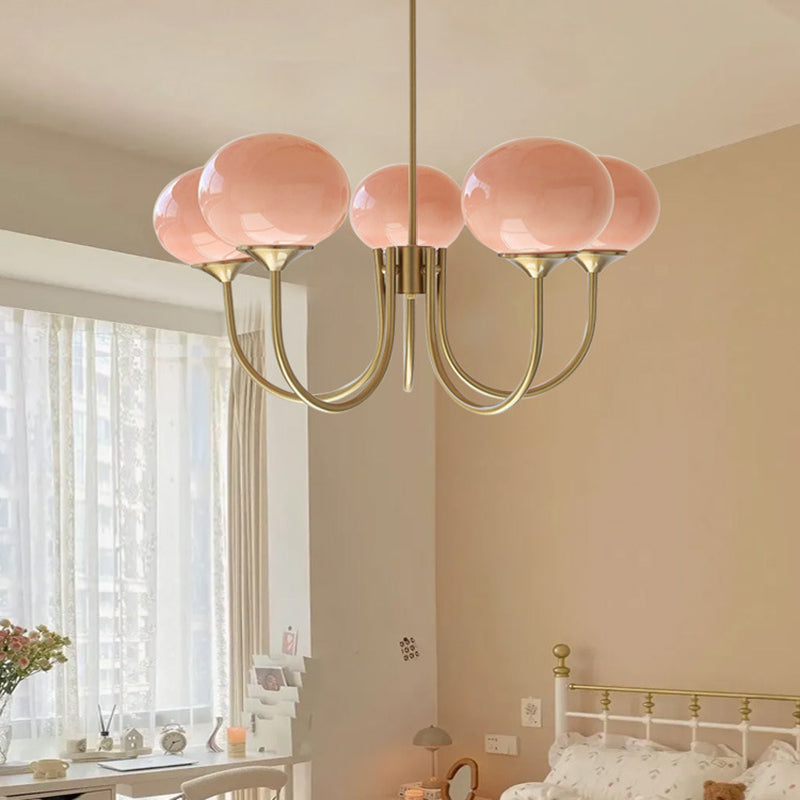 Art Deco Chandelier with Spherical Lampshades