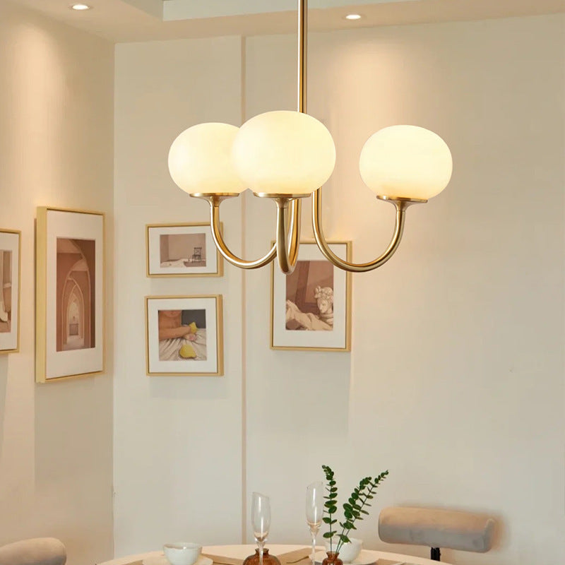 Art Deco Chandelier with Spherical Lampshades
