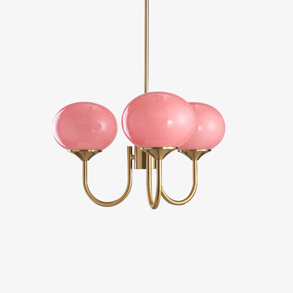 Art Deco Chandelier with Spherical Lampshades