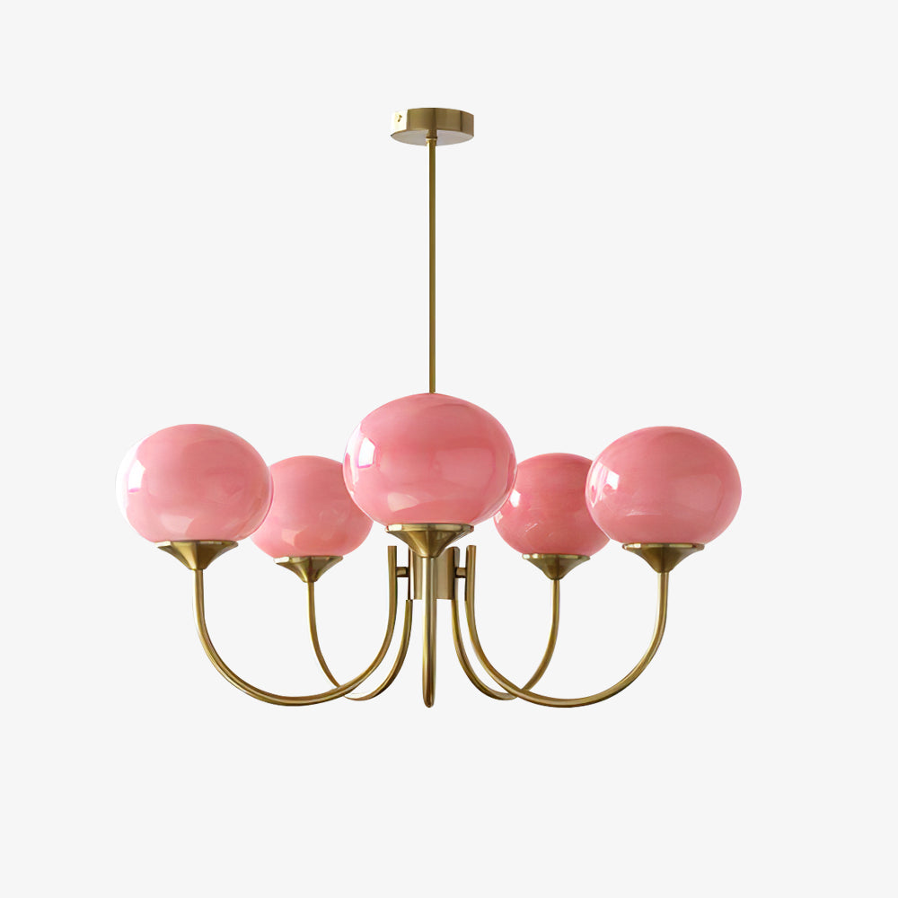 Art Deco Chandelier with Spherical Lampshades