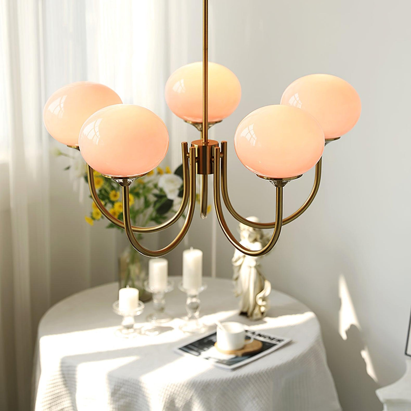Art Deco Chandelier with Spherical Lampshades