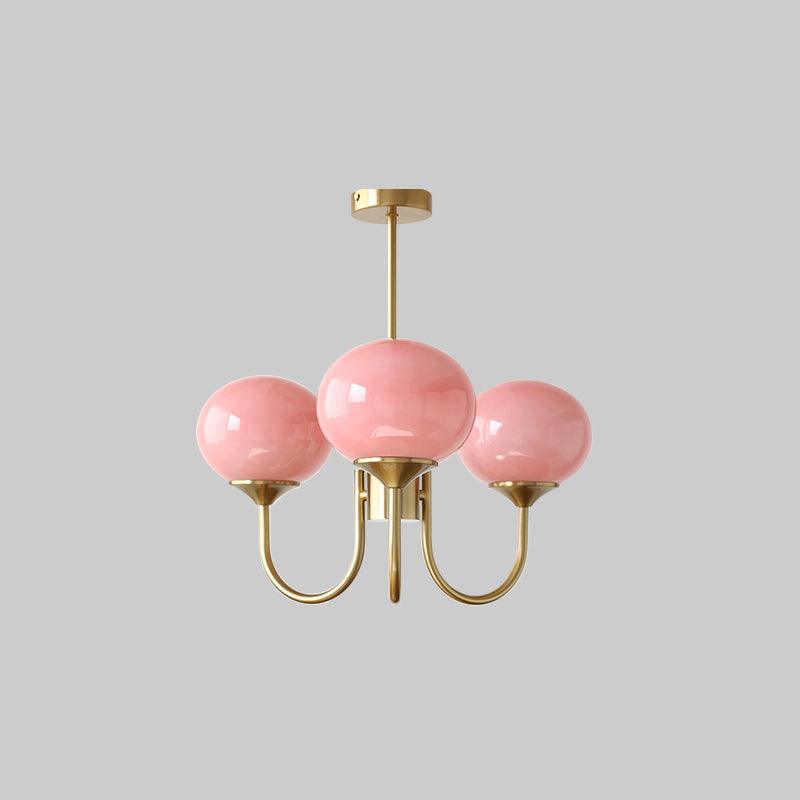 Art Deco Chandelier with Spherical Lampshades