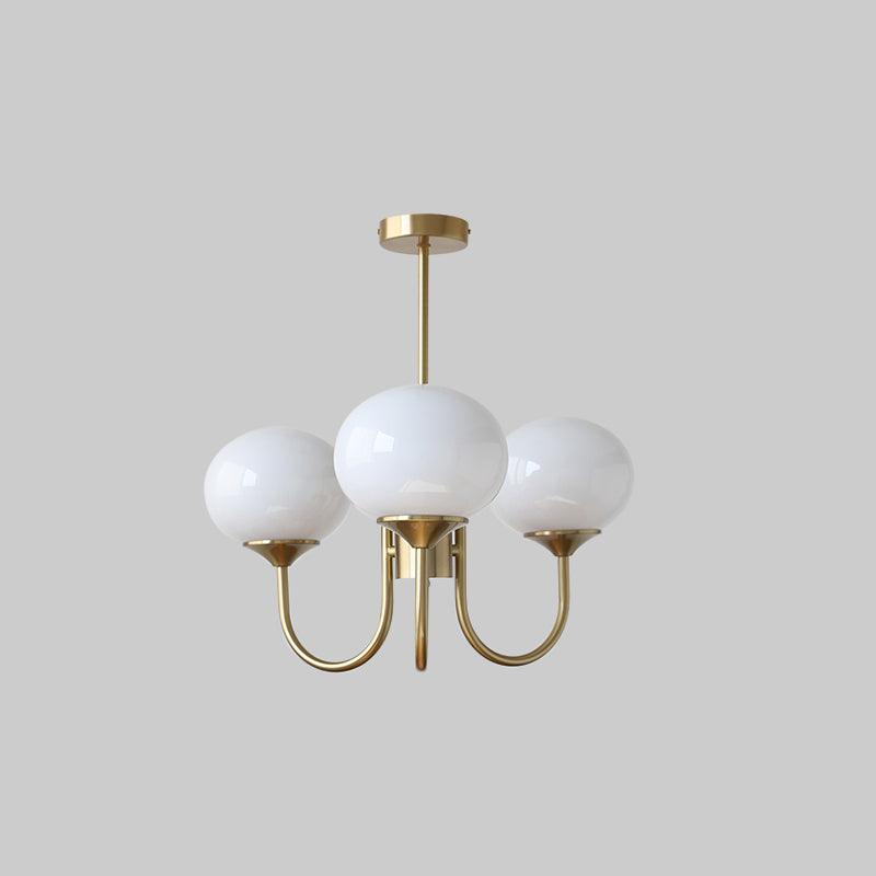 Art Deco Chandelier with Spherical Lampshades
