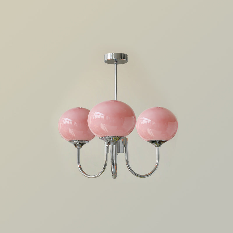 Art Deco Chandelier with Spherical Lampshades