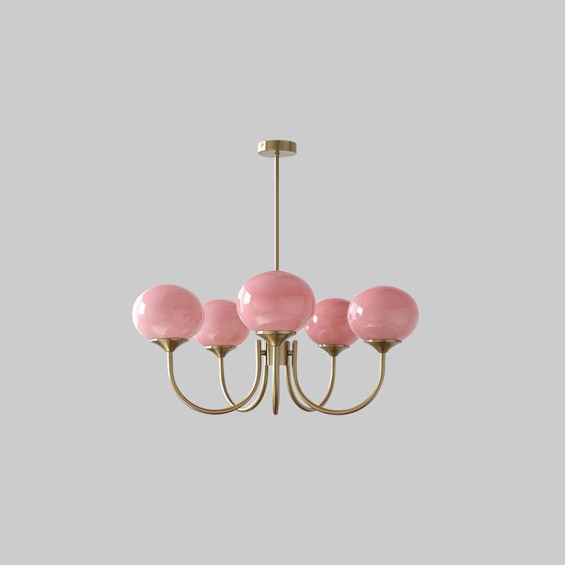 Art Deco Chandelier with Spherical Lampshades