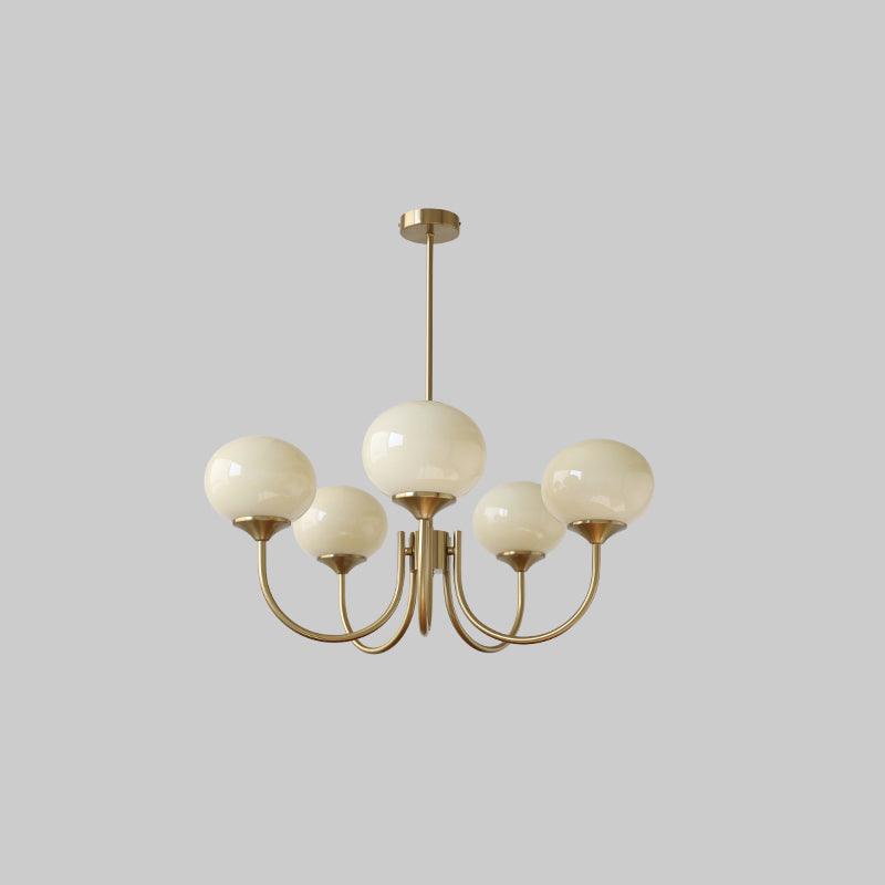 Art Deco Chandelier with Spherical Lampshades