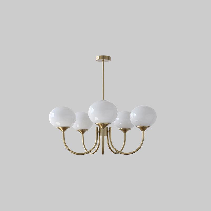 Art Deco Chandelier with Spherical Lampshades