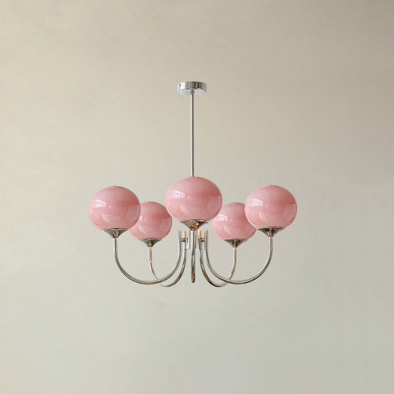 Art Deco Chandelier with Spherical Lampshades
