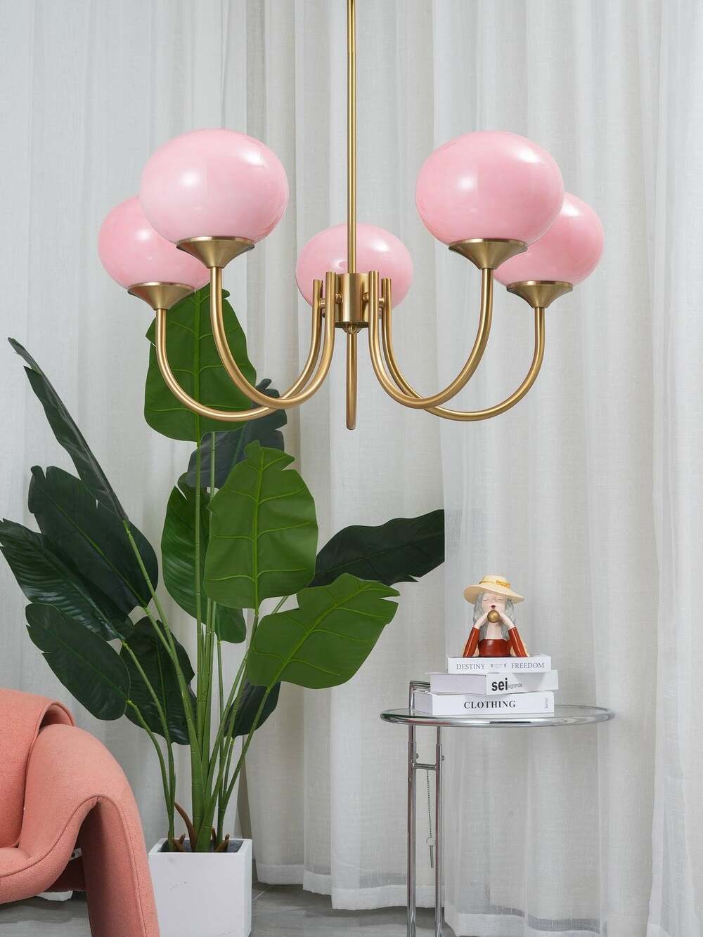 Art Deco Chandelier with Spherical Lampshades