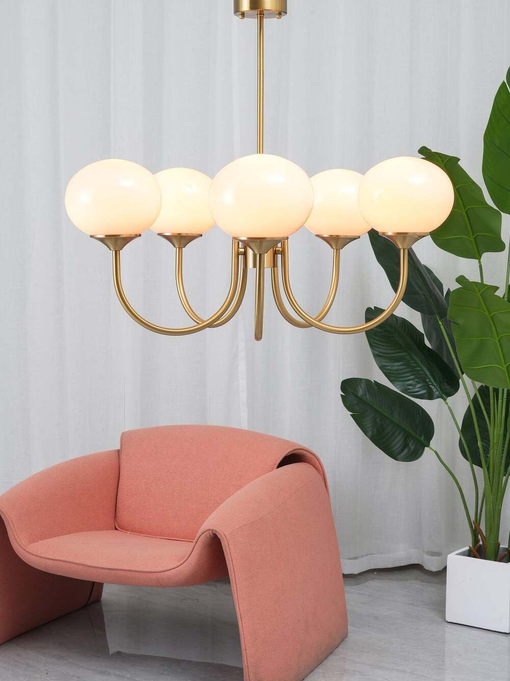 Art Deco Chandelier with Spherical Lampshades