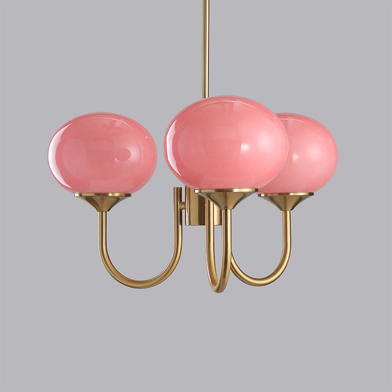 Art Deco Chandelier with Spherical Lampshades