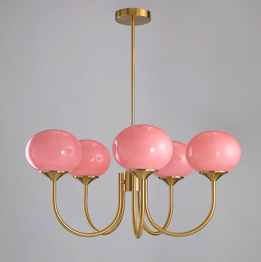 Art Deco Chandelier with Spherical Lampshades