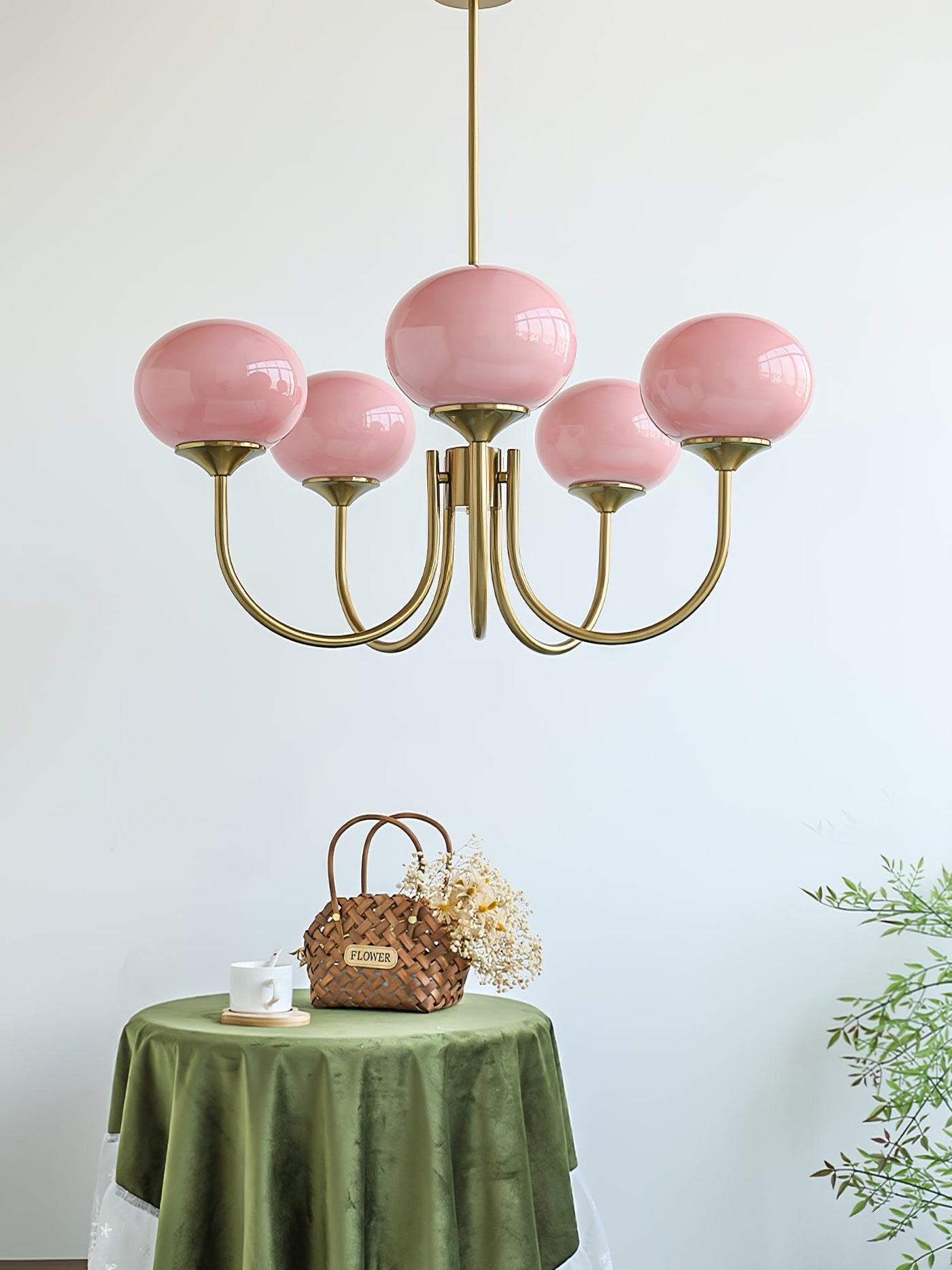 Art Deco Chandelier with Spherical Lampshades
