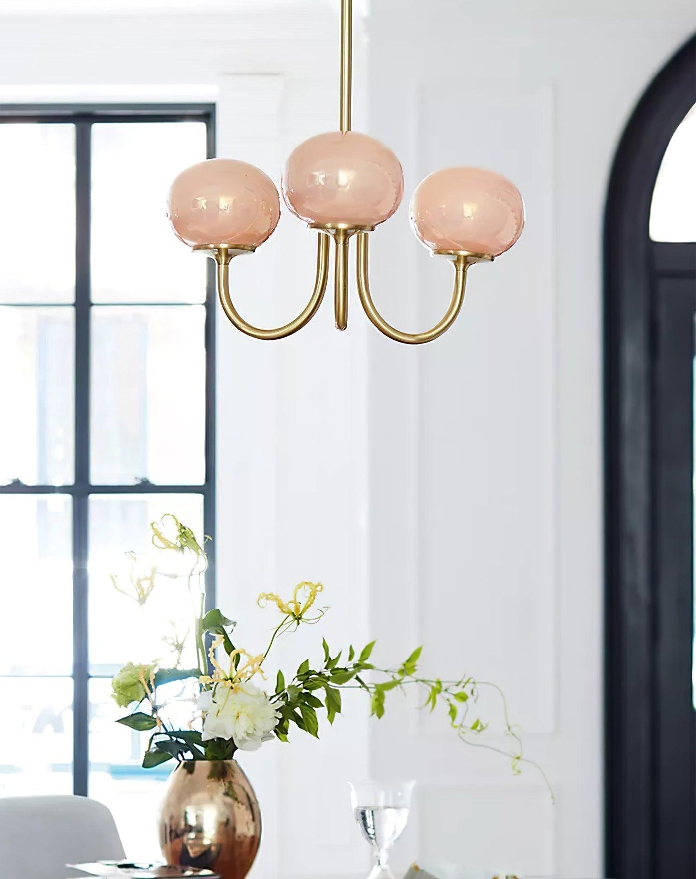 Art Deco Chandelier with Spherical Lampshades