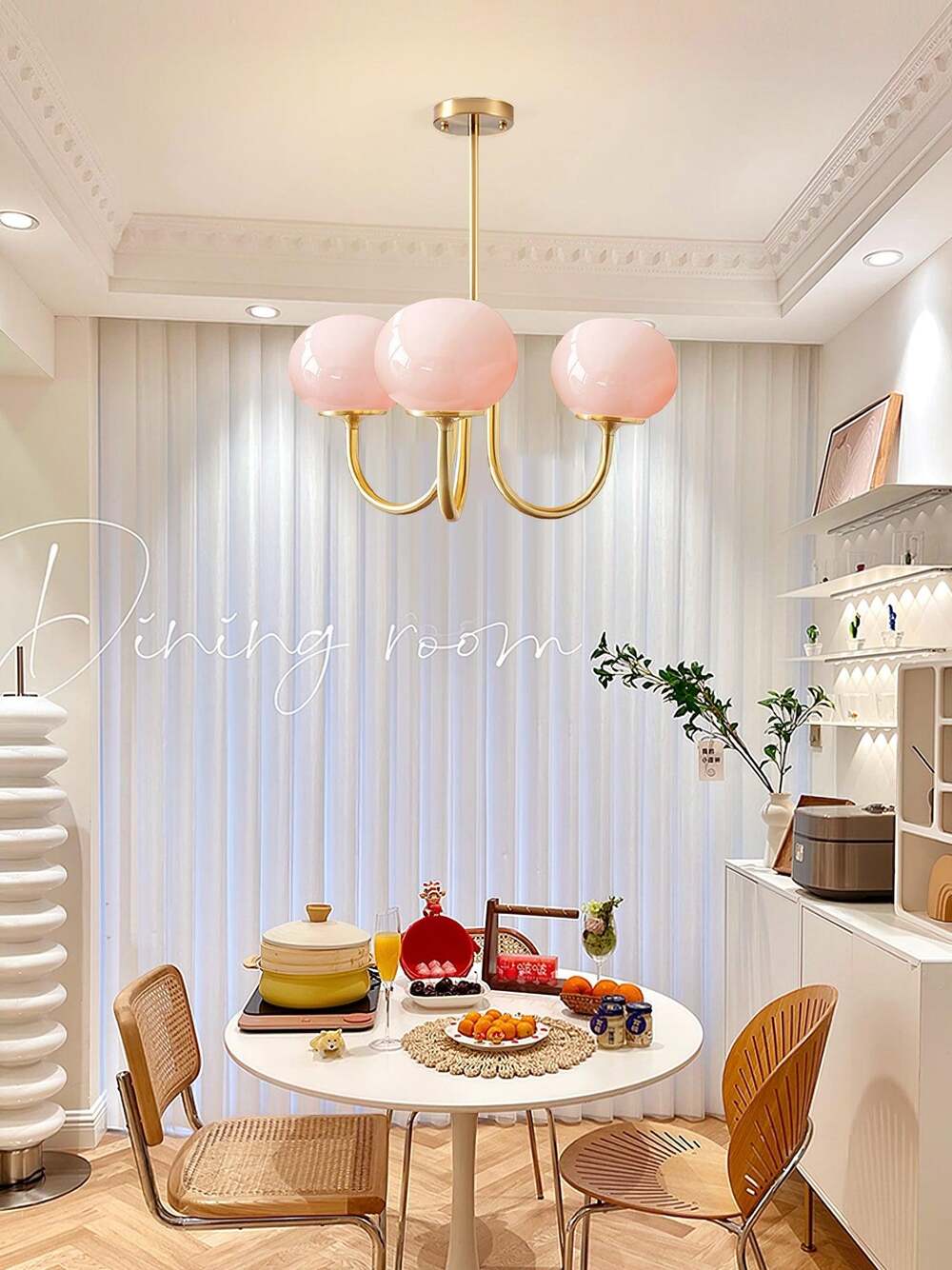 Art Deco Chandelier with Spherical Lampshades
