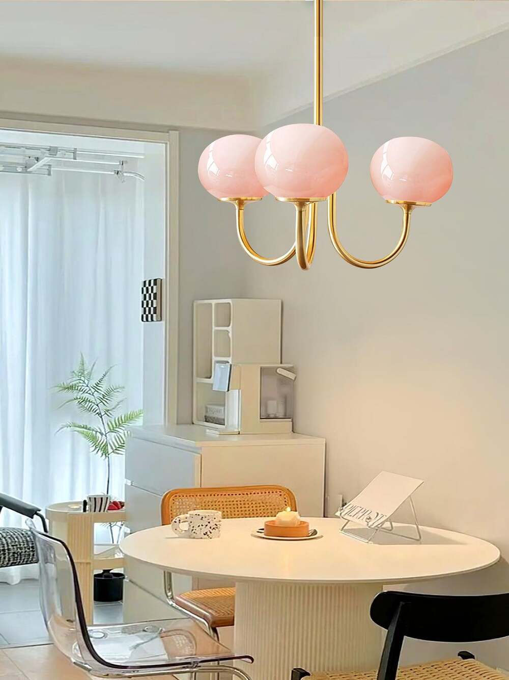 Art Deco Chandelier with Spherical Lampshades