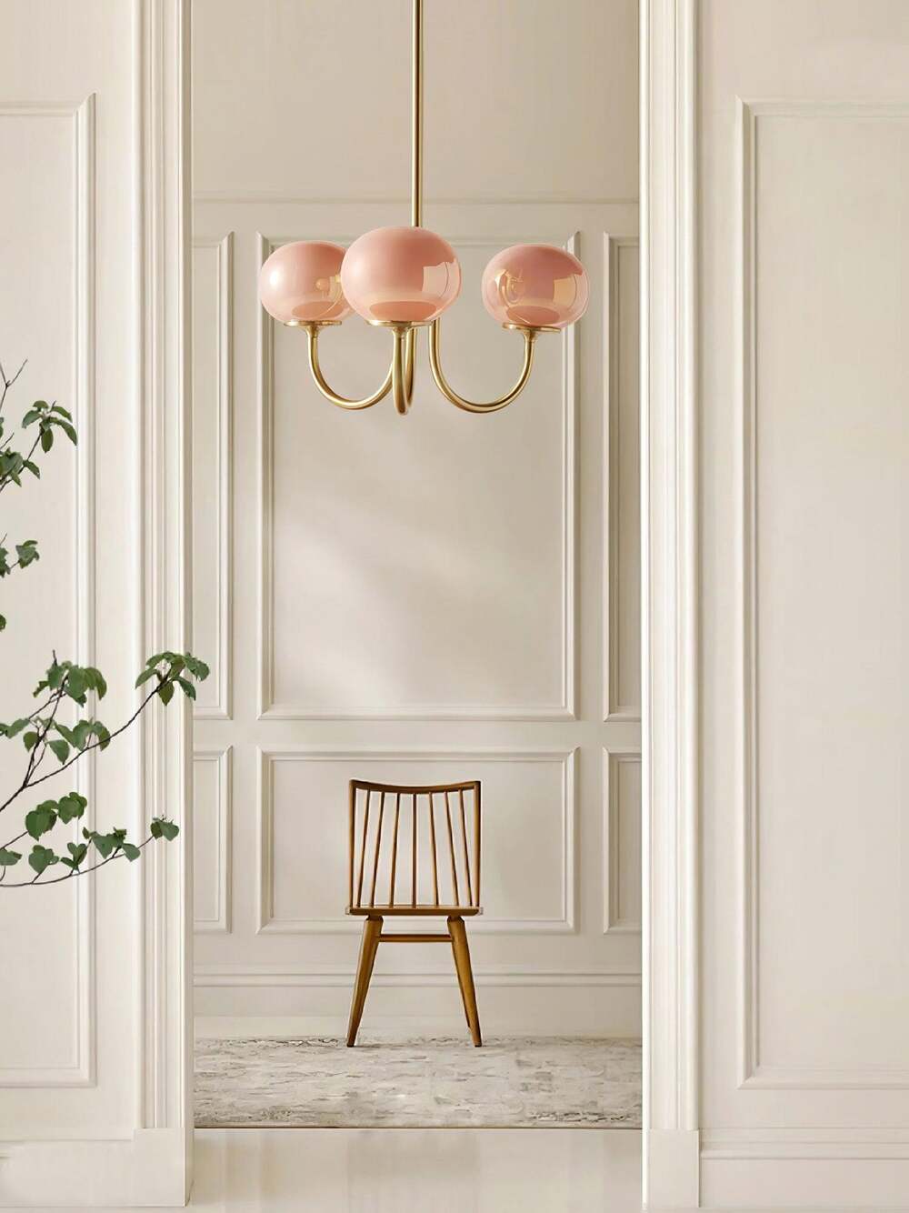 Art Deco Chandelier with Spherical Lampshades