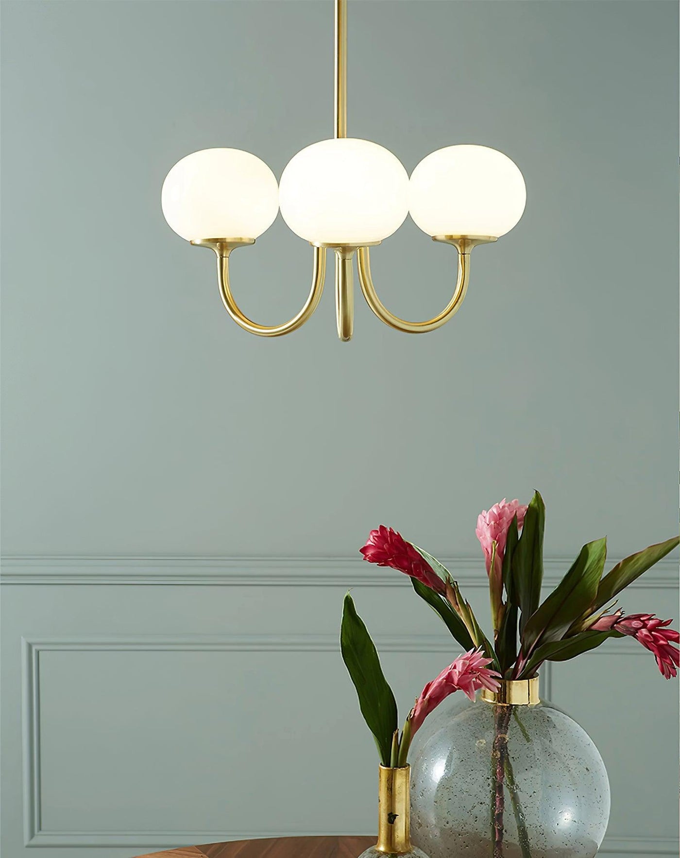 Art Deco Chandelier with Spherical Lampshades