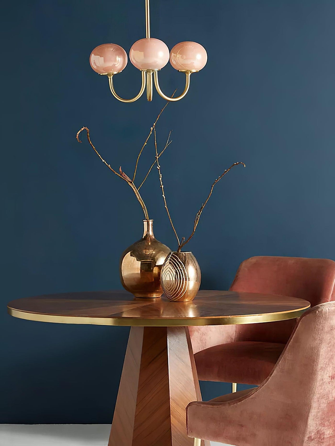 Art Deco Chandelier with Spherical Lampshades