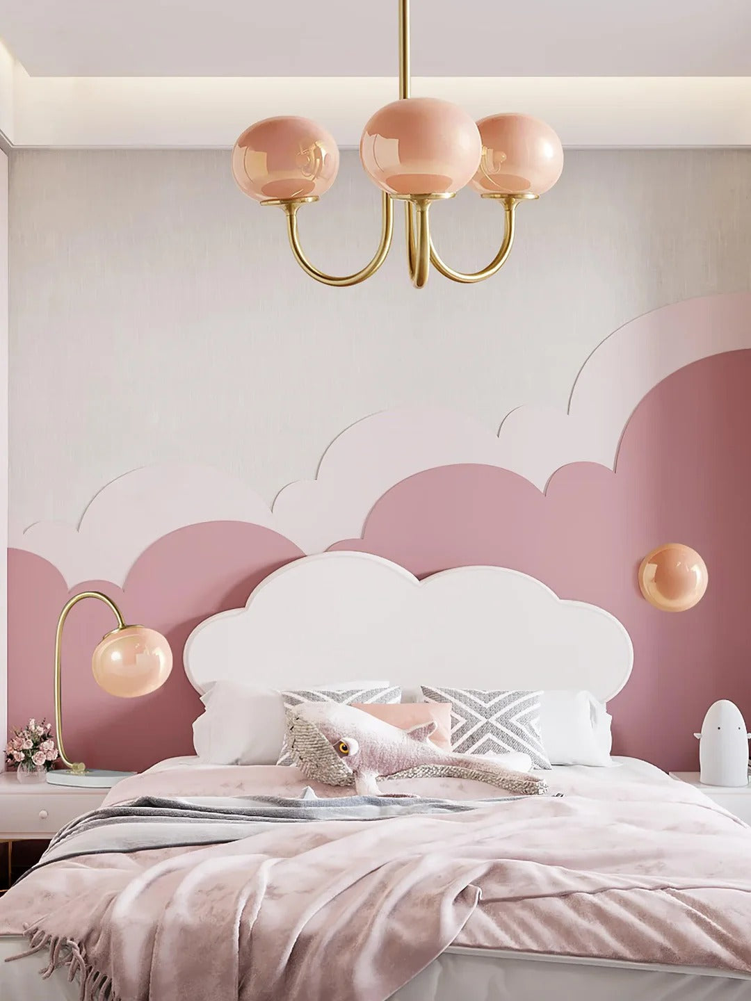 Art Deco Chandelier with Spherical Lampshades