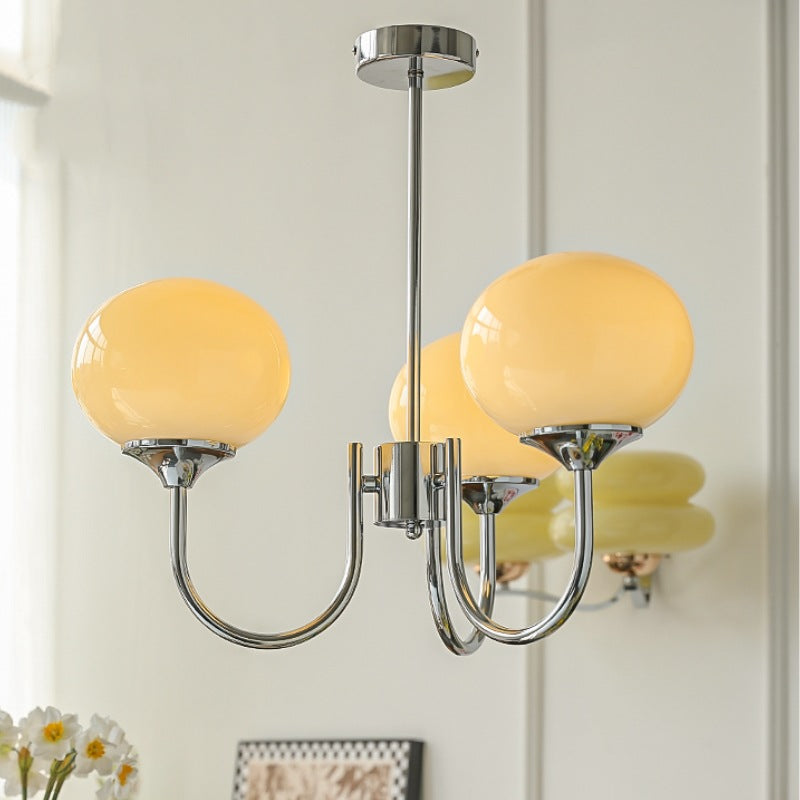 Art Deco Chandelier with Spherical Lampshades