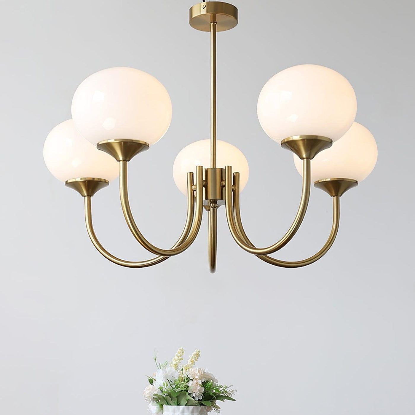 Art Deco Chandelier with Spherical Lampshades