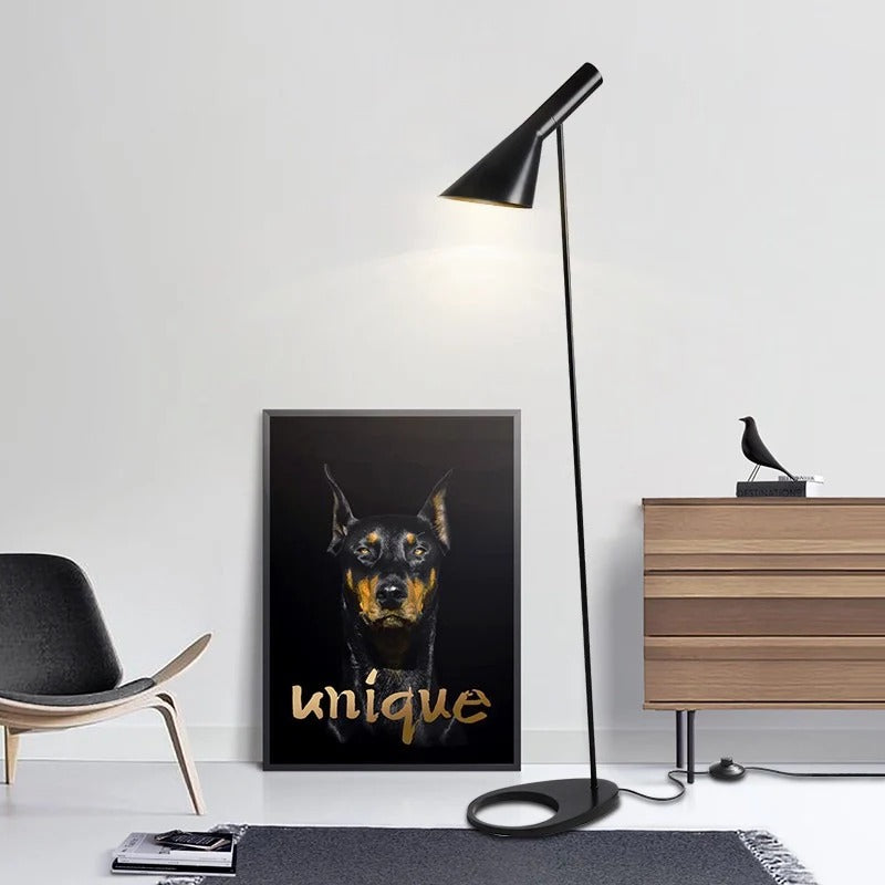 Minimalist Floor Lamp with a Conical Lampshade